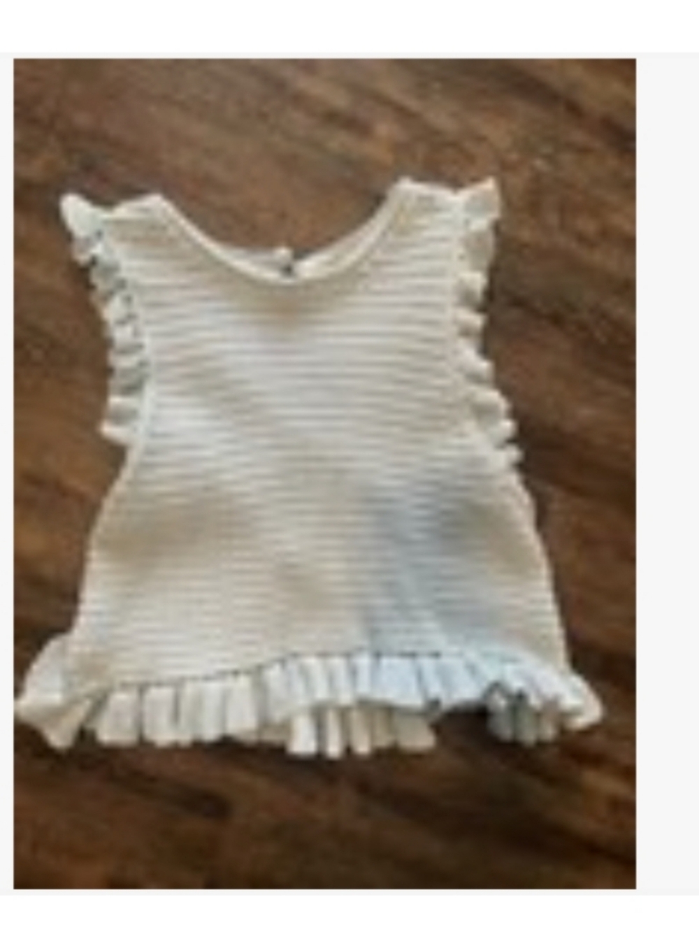 Pale Blue Ruffle Detail Top - Sleeveless Knit Tee